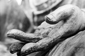 photo hands of stone buddha