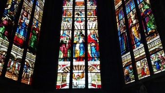 colorful stained glass windows as a decoration of the church