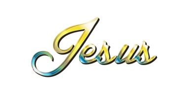 multicolored shiny inscription "jesus"