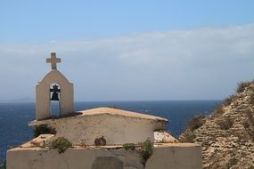 church stands on a rock in corsica