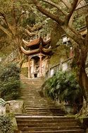 ancient buddhist Temple on rock, China