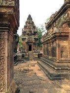 stone ruins of a temple complex in cambodia