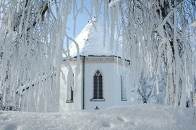 snow-covered Church building