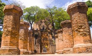 brick columns in the temple of champa