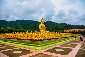 landscape of Buddha Statue Golden and followers