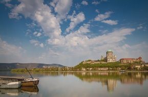 distant view of the basilica of Esztergom over the Danube