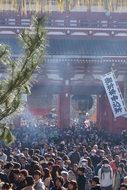 crowd near a temple in japan