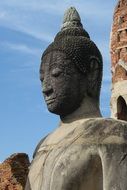 Big Buddha sculpture in Ayutthaya city in Thailand