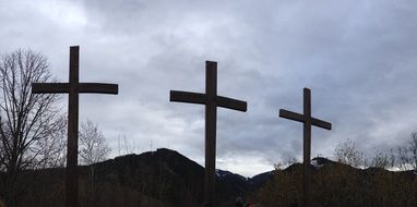 three grave crosses