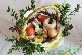 easter basket with green branches