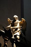 Angel, illuminated sculpture in darkness, germany, Bamberg