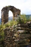 stone brick ruins of the church in Sardinia