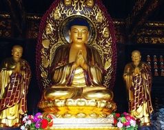 buddha statues in a buddhist temple in china