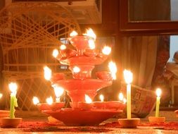 candles and lights on a Diwali holiday