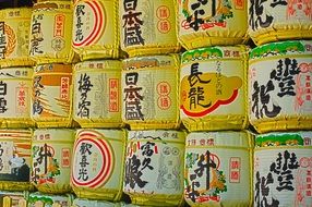 Containers in the temple in Japan