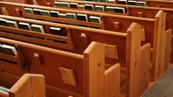 wooden benches as a church interior