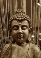 Buddha Statue, detail, sepia