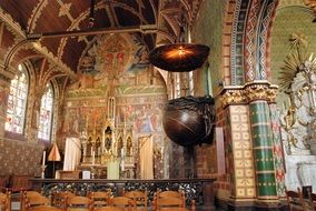 interior of the basilica of holy blood in belgium