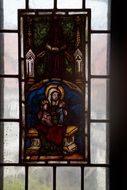 medieval stained glass window in a church