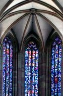 colorful vintage windows in a gothic church