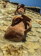 traditional jugs in the wall in cyprus