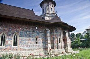 Antique frescoes on a church in Romania