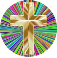 holographic golden cross on a prismatic background