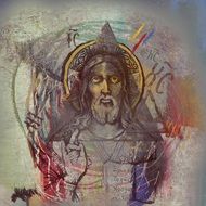 Jesus Christ, graffiti on grunge wall
