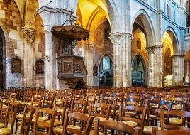 interior of a gothic medieval cathedral