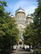 russian orthodox church with onion domes