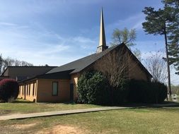 church in the countryside on a sunny day