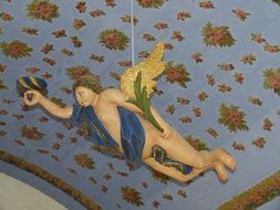 flying Angel sculpture under Church ceiling