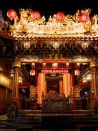 temple with suspension in taiwan at night