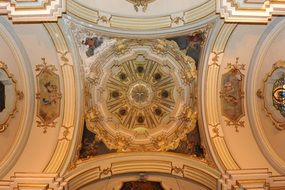 Golden vaults of a church in Soller, Mallorca