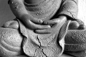 folded hands on buddha statues