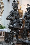 medieval knights, bronze sculptures of emperor of maximilian memorial in Hofkirche, austria, innsbruck