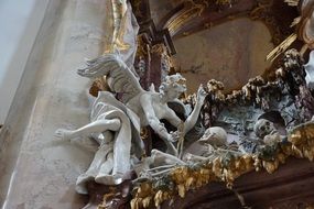 Baroque style in the interior of the church in zwiefalten