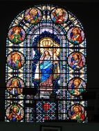 colorful stained glass in the church in Paraguay