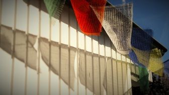 multi-colored buddhist prayer flags in tibet