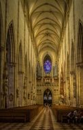 Ulm Minster interior at dusk, germany