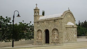 stone chapel in ayios efstathios village in cyprus