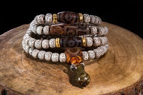 buddhist rosary with pearls close up
