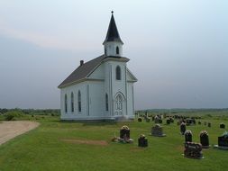 church against a cloudy sky in New Brunswick