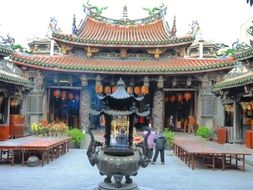 courtyard of a traditional Thai temple