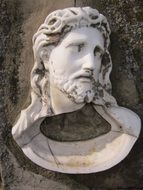 White stone religion statue of Jesus head
