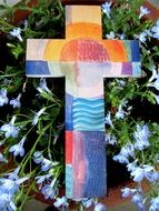 colorful wooden christian cross