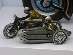 motorcycle with sidecar military metal figure