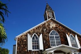 old church facade at sky, caribbean, st maarten, Philipsburg