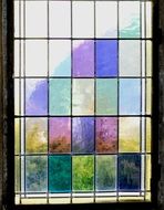 graphic image of a window with multi-colored glass