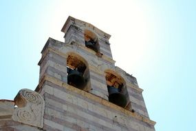 wall with church bells close up